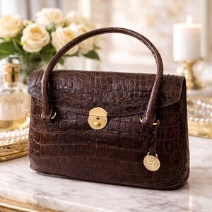 Rare Vintage Brahmin Honore Collection | Italian Croc Leather Luxury Satchel